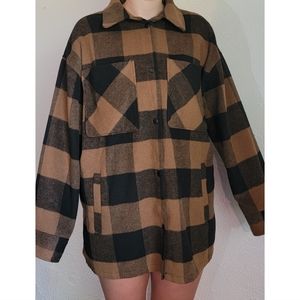 Womens black and brown flannel coat